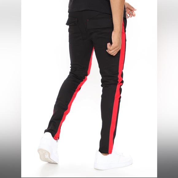 Travis Twill Joggers Black and Red - Picture 4 of 6